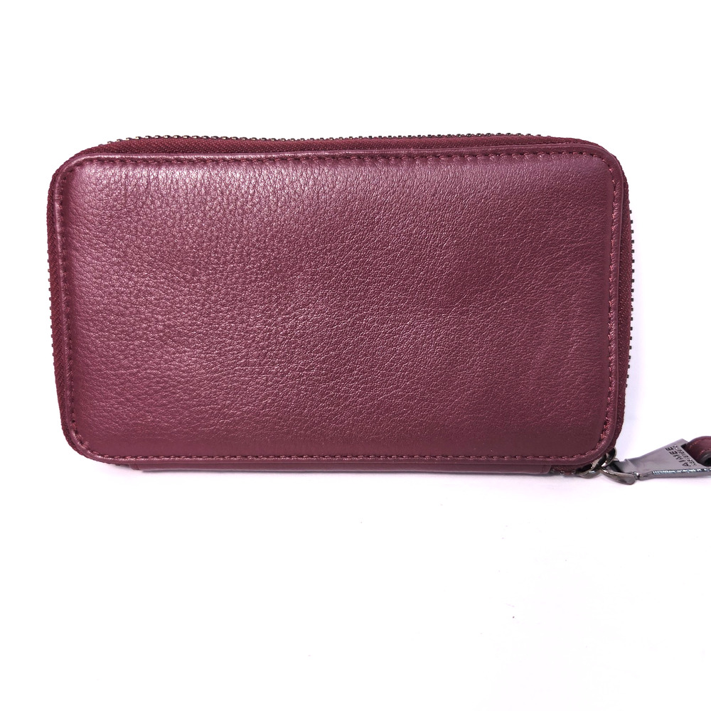 Aimee Kestenberg Leather Burgundy Pebble Zipper Wallet Card Holder Wrist Around - Picture 2 of 8